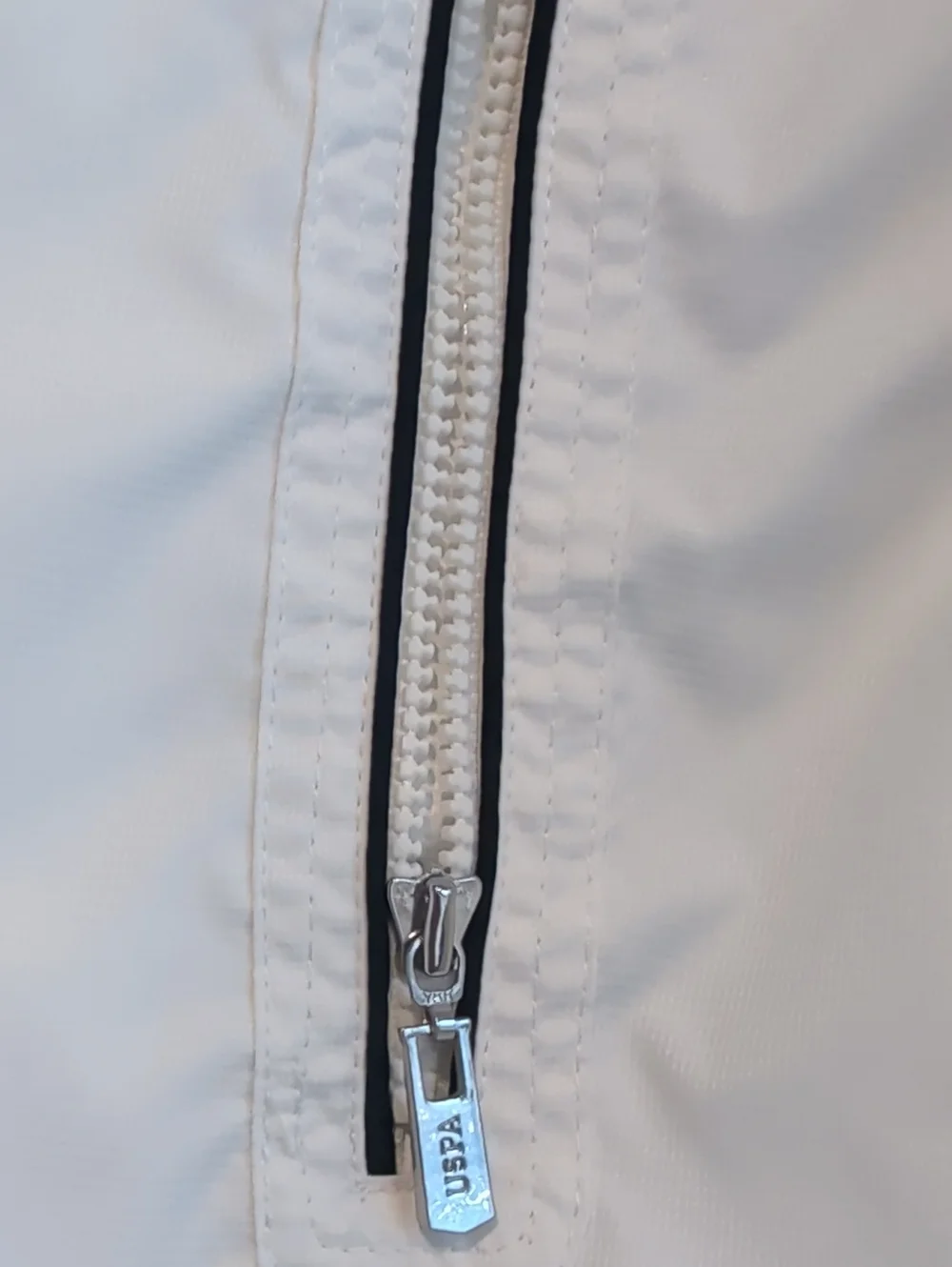 U.S. Polo Assn. White Bomber Jacket with Navy Trim
